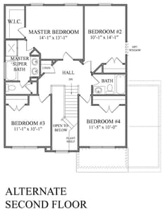 Alternate Second Floor. The Cedar Home with 4 Bedrooms