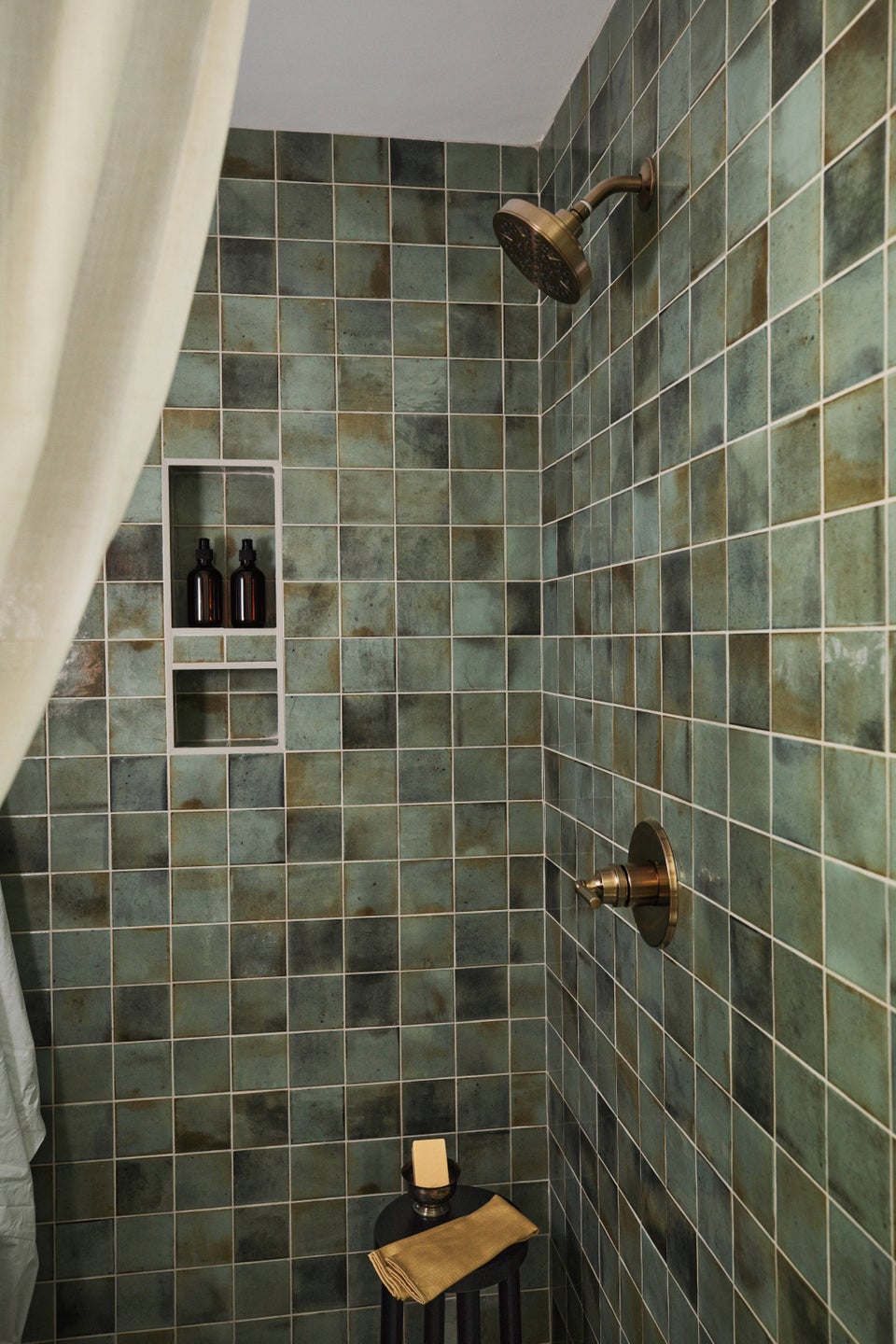 Tiled walk-in shower