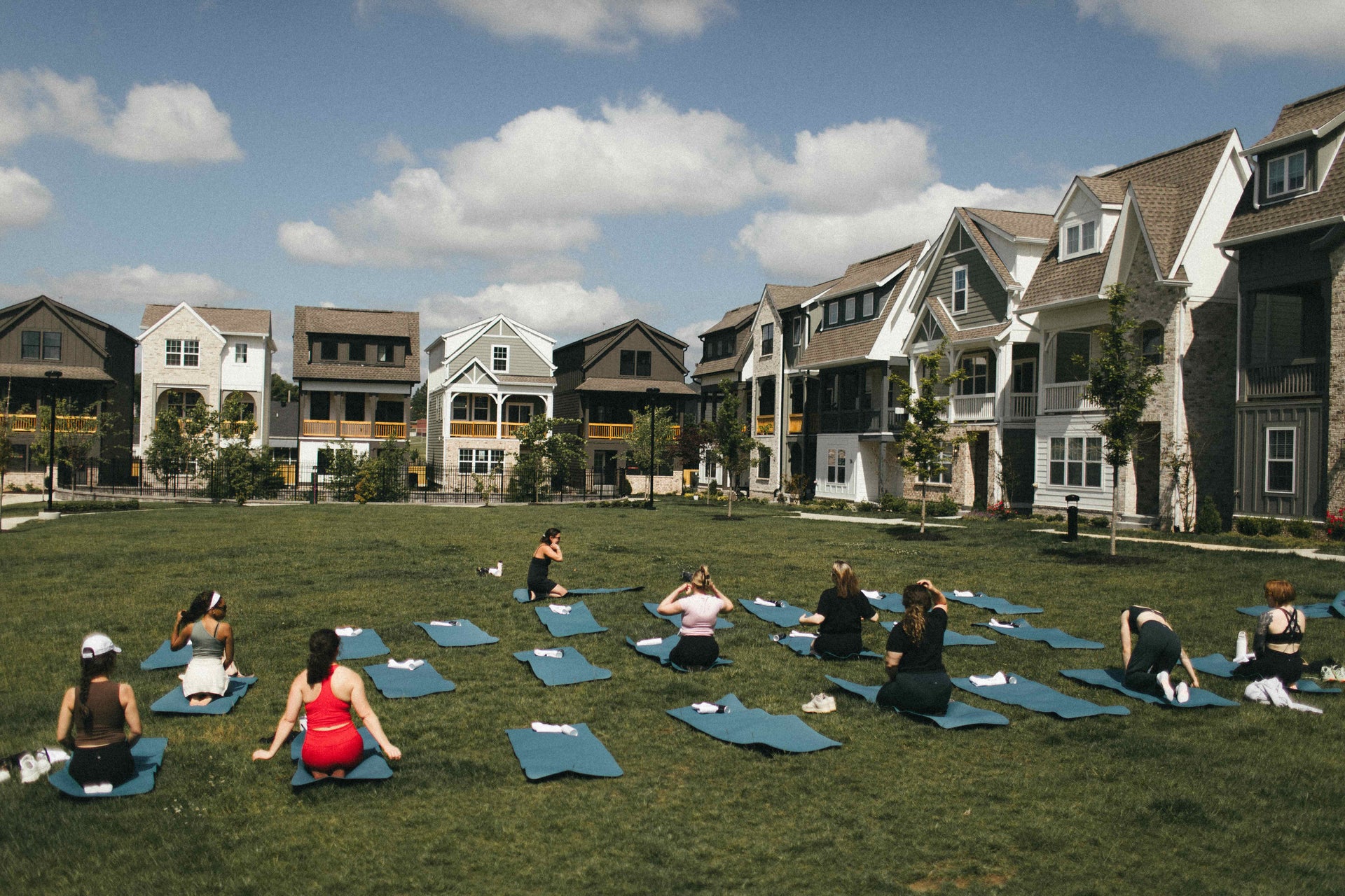 Yoga on the courtyard lawn