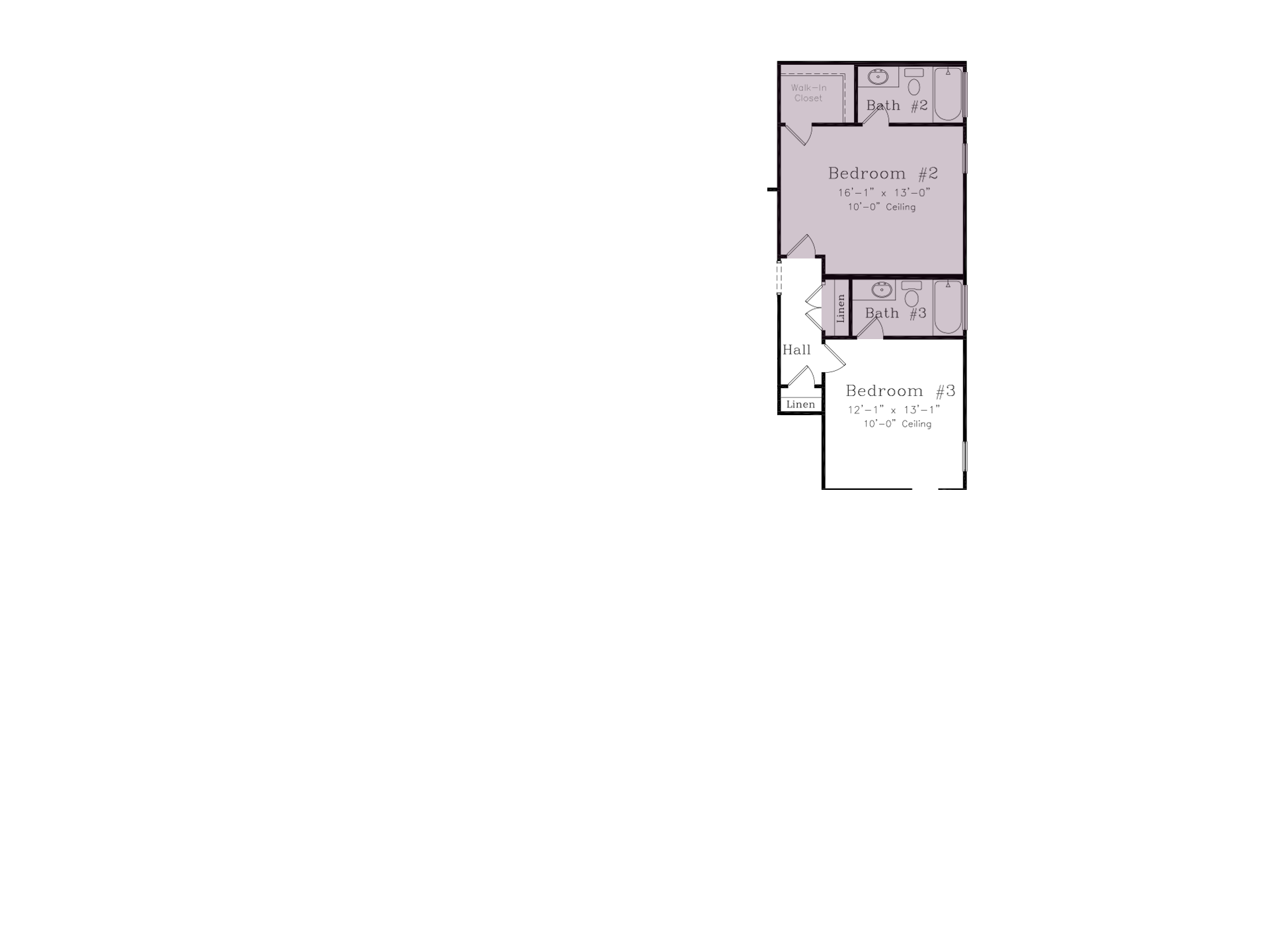 Private Baths for Bedrooms 2 and 3