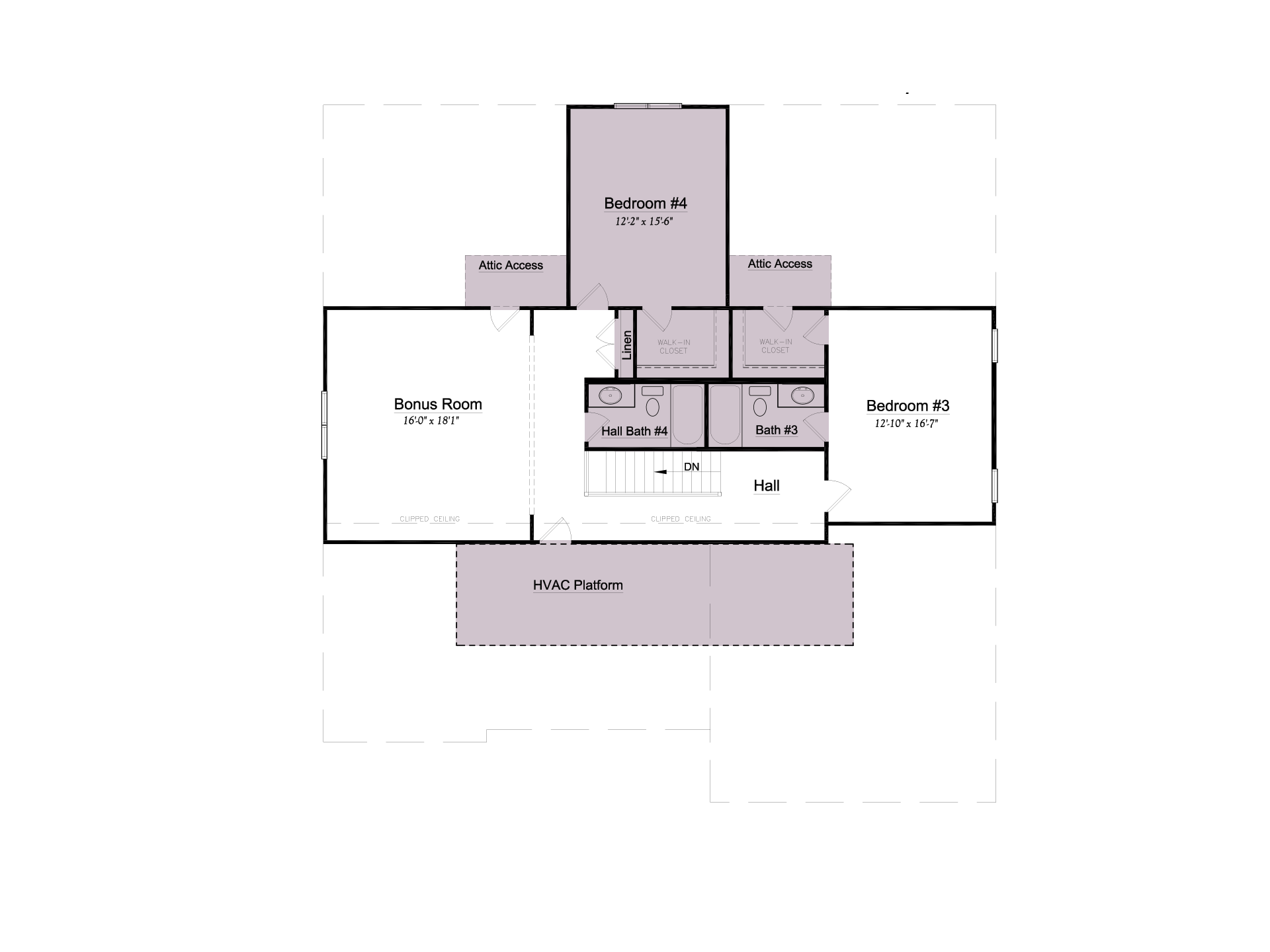 Bonus Room and Bedroom 4 with Full Bath