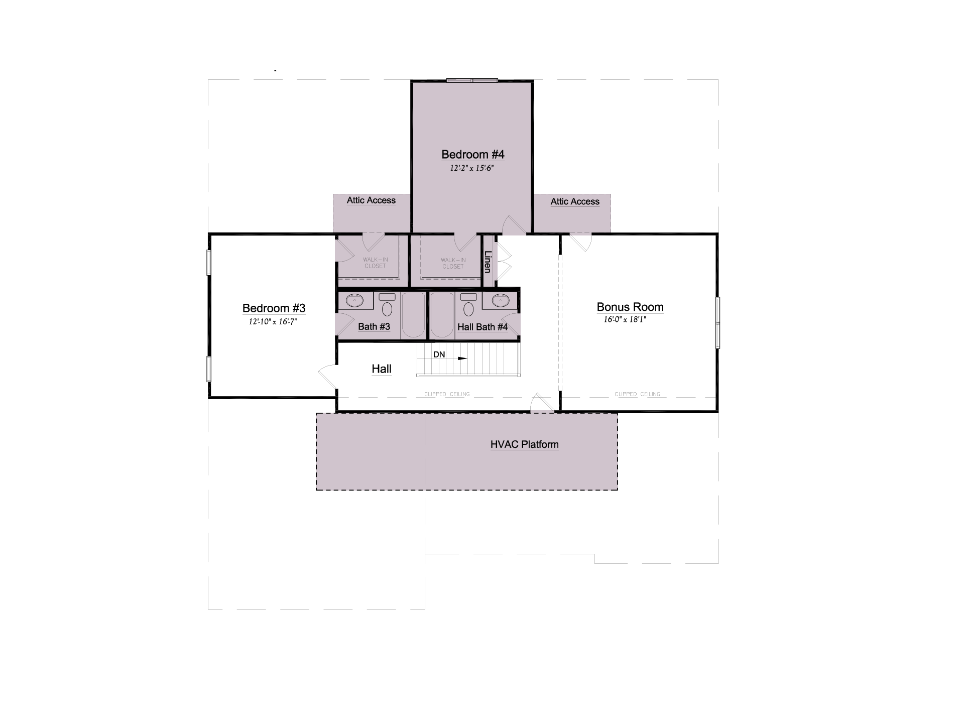 Bonus Room and Bedroom 4 with Full Bath