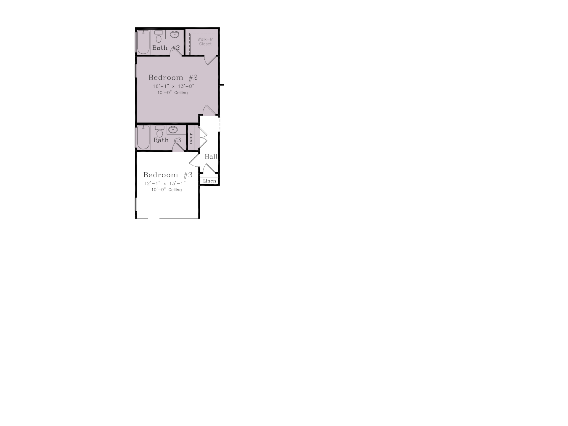 Private Baths for Bedrooms 2 and 3
