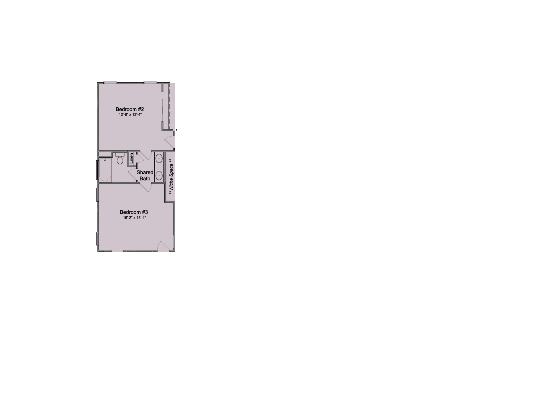 Alternate Bedroom 2 and 3 Entrances